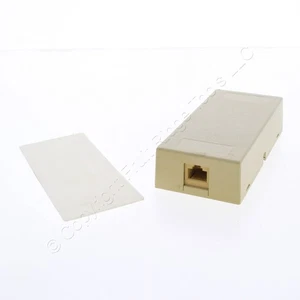 Leviton Discolored Ivory Surface Mount Duplex Phone Jack RJ45 RJ31X 8P8C 40298-I - Picture 1 of 10