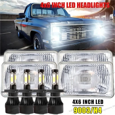 For Chevrolet K10 K20 K30 1981 1982 1983 1984 1985 1986 4PCS 4x6" LED Headlights - Image 1 of 4