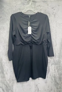 Nuevo vestido negro Express para mujer talla XL P - manga larga con volantes delanteros - Imagen 1 de 7