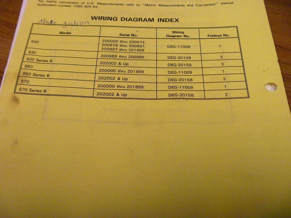 Galion 830 850 870 830B  Motor Grader Electrical Wiring Diagram Manual 200000- - Image 1 of 1