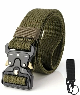 Cinturón táctico resistente militar nailon liberación rápida hebilla de metal con llavero  Foto 1 de 4
