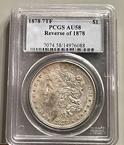 1878 7TF Umkehrung von 1878 Morgan Dollar PCGS AU58 - Bild 1 von 2