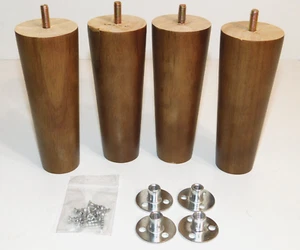 SET of 4 Tapered Wood Furniture Legs Sofa Legs Replacement Legs with Hardware - Picture 1 of 7