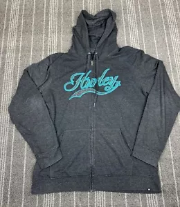 Hurley Sweater Mens XL Gray Spellout Scripts Vintage Y2K Embroidered Zip Up Surf - Picture 1 of 12