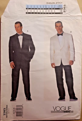 Vogue 2383 - Men's Tuxedo Jacket and Pants - 32, 34, 36 Uncut  Sewing Pattern - Image 1 of 3