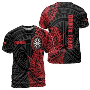 Tribal Tattoo Red Black Custom Darts Men's Team 3D T-Shirt S-5XL - Picture 1 of 4