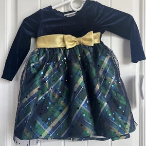 NEW Bonnie Jean Girls Size 2T Beautiful Plaid Navy Christmas Dress - Picture 1 of 5