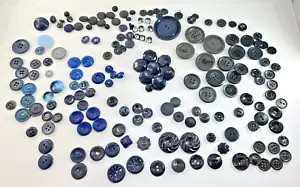Vintage LOT of 176 Plastic Celluloid and Fabric Covered Black and Blue Buttons - Picture 1 of 14