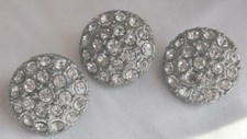 3 Vintage Matching Round Rhinestone Buttons