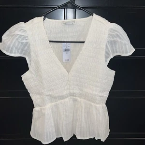 Top boho babydoll pequeño ajustado American Eagle nuevo con etiquetas cuello en V para mujer - Imagen 1 de 7