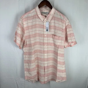 Outerknown S/S Woven Shirt Grapefruit Weavers Striped Lightweight Hemp Blend Med - Picture 1 of 15