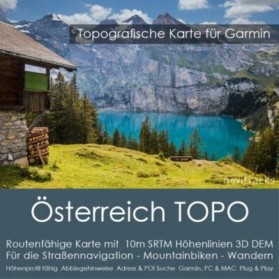 Österreich Topo Karte 10m Höhenlinien 4GB microSD für Garmin Navi, PC & MAC - Bild 1 von 4