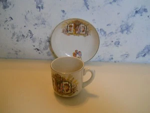 Vtg.demitasse cup & saucer England King George V and Queen Mary Silver Jubilee - Picture 1 of 4