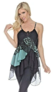 NEW PRETTY ANGEL CAMI SHIRT TANK SM-XXLG TUNIC western SEXY aqua black BOHEMIAN - Picture 1 of 6