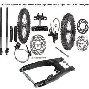 14" 12" Wheel Front Forks Rear Swingarm Kit Pit Bike SSR Taotao 110cc 125cc KLX - Picture 1 of 26