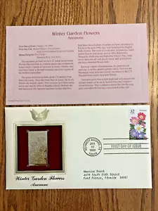 Winter Garden Flowers ANEMONE (1996 USPS) 22KT Gold Plate STAMP SET - Picture 1 of 1