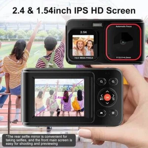 2-Screen Digital Camera 1080P 72MP 2.4 Inch Mini Digital Camera 16x Zoom - Picture 1 of 15