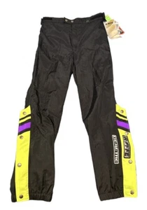 Vintage Roffe Ski Pants Demetre Snow Pants Black/Neon Green/Purple Size Medium - Picture 1 of 4