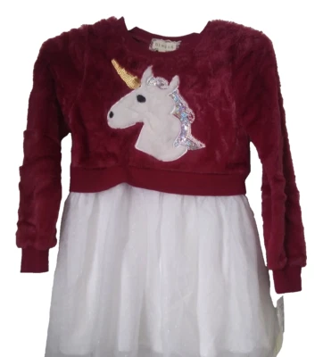 BTWEEN GIRLS UNICORN DRESS SIZE 7 SOFT PLUSH TOP & GIITTER TULLE BOTTOM - Image 1 of 4