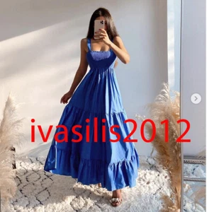 ZARA NEW WOMAN STRAPPY MIDI DRESS WITH PANELS A-LINE BLUE XS-XXL 8338/304 - Picture 1 of 7