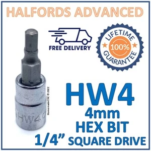 Halfords Advanced H4 4mm Hex Bit with 1/4" Square Drive Adapter - New - Free P&P - Picture 1 of 7