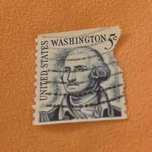 Vintage George Washington blaue 5 Cent Briefmarke (17) - Bild 1 von 2