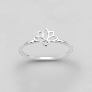 Damenring Sterlingsilber Design Lotusblüte klein minimal Yoga Namaste - Bild 1 von 4