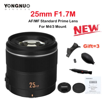 Yongnuo YN25mm F1.7M AF/MF Lens for Micro M4/3 Mount Olympus Panasonic G100 G95 - Image 1 of 4