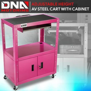 22"-42" höhenverstellbarer Medien Rollen AV Wagen mit Steckdosenleiste + Rollen Pink - Bild 1 von 7