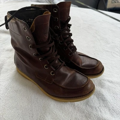 Timberland Botas Mujer Talla 9.5 Cuero Marrón Con Cordones Sin usar, Puntera Informal 8503A Foto 1 de 4