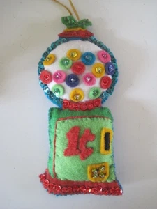 Bead Sequin Felt Ornament Gum Ball Machine 1 Cent Vintage 6" - Picture 1 of 3