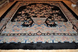 Antique Chinese Art Deco Rug Early 1900 11x13 Ft. garden design hand knotted - Picture 1 of 12