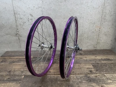 Conjunto de rodas roxas 20” BMX 36h cubos ACS 1994 vintage ensino médio antigo  - Imagem 1 de 4