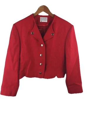 Vintage Pendleton Women’s Red Virgin Short Cropped Wool Jacket Blazer Sz 8 - Image 1 of 4