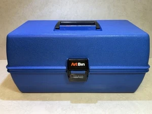 Bandeja Doble Azul Vintage Art Bin Por Vichek Modelo 8399 Hecho en EE. UU. 13" X 6” X 7" - Imagen 1 de 13