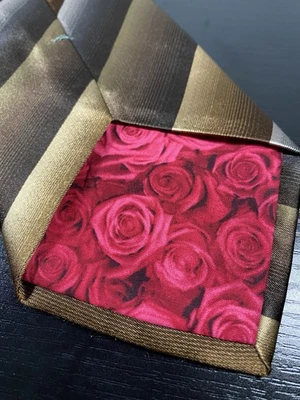 Corbata Paul Smith London Designer 100% seda marrón rayas rosas hecha en Italia Foto 1 de 4