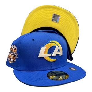 New Era Los Angeles Rams 59FIFTY Hat Blue 2004 10th Year Side Patch Size 7 1/2 - Picture 1 of 6