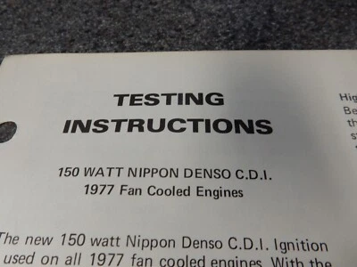Motores refrigerados por ventilador Arctic Cat 1977 150 vatios Nippon Denso CDI instrucciones de prueba Foto 1 de 4