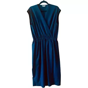 Uniqlo U Wrap Dress Womens Size M Black Midi Crossover Sleeveless - Picture 1 of 13