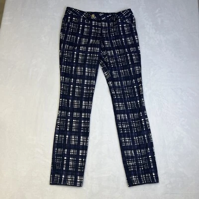 Tory Burch Pants Women's Blue Plaid Corner Tab Front Skinny Size 30 - Image 1 of 4