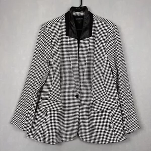 Lane Bryant Blazer Womens Size 24 Houndstooth Print One Button The Bryant Jacket - Picture 1 of 12