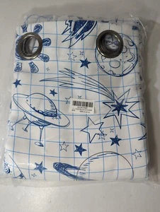 NEW- Space and Planets Solar System Kids Curtains 2 Panels 52"x84" White - Picture 1 of 3