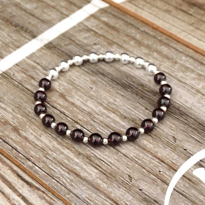 Garnet Sterling Silver Stretch Bracelet - Image 1 of 4