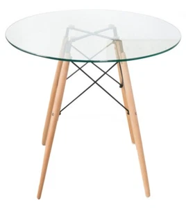 Round Dining Table Counter Tempered Glass Top Kitchen Bistro Pub Office Living - Picture 1 of 5