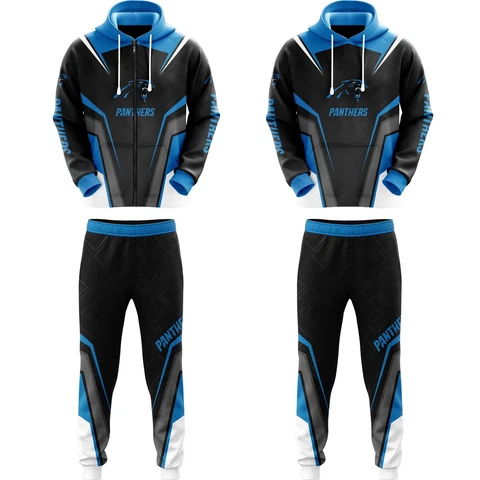 Carolina Panthers Mens Tracksuit Set Football Hoodie Jogging Pants Sportswear Cover