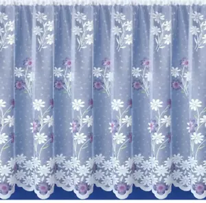Purple & White Net curtain - Ready to hang -SOLD BY WIDTH - PRIVACY-FREE POSTAGE - Picture 1 of 5