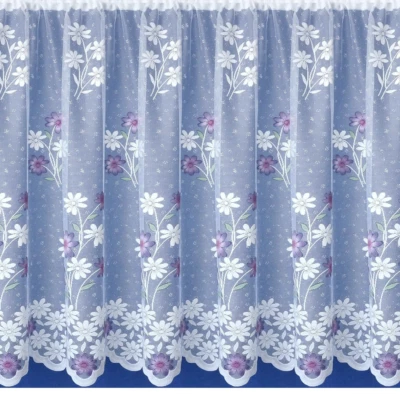 Purple & White Net curtain - Ready to hang -SOLD BY WIDTH - PRIVACY-FREE POSTAGE - Image 1 of 4