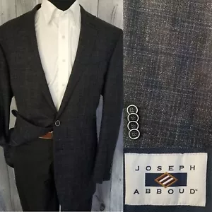 Joseph Abboud Comero Men's Blazer 48L Gray Blue Plaid Wool Jacket Sport Coat - Picture 1 of 19