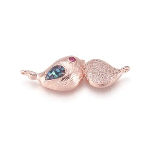 1 schöner Rosegold Micro Pave Vogel Verbinder, Abalone Muschel & Zirkonia - Bild 1 von 2