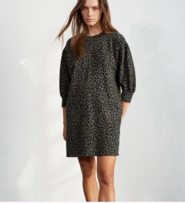 Anthropologie бархата Graham Spencer толстовка платье зеленый леопард большой P новый с Ярлыками - Изображение 1 из 4